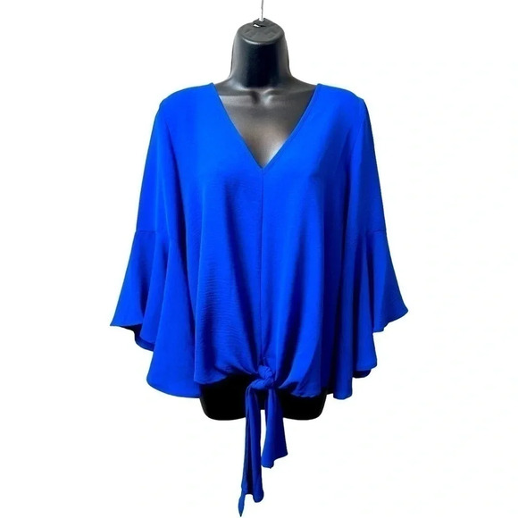 BLU IVY - FRONT-TIE BLOUSE WITH BELL SLEEVES - Picture 2 of 10